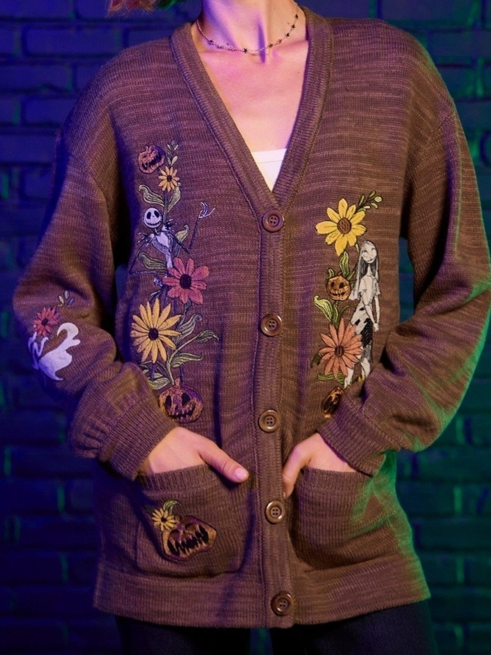 Her Universe The Nightmare Before Christmas Jack & Sally Fall Floral Cardigan 2X